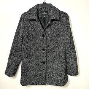 London Fog Tweed Wool Blend Overcoat Winter Women's Medium
